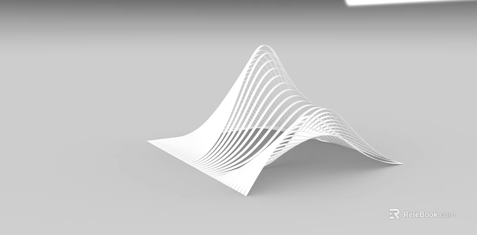 Modern Garden Landscape Design With Curved White Wavy Lines And Sculptural Structure 3d model 