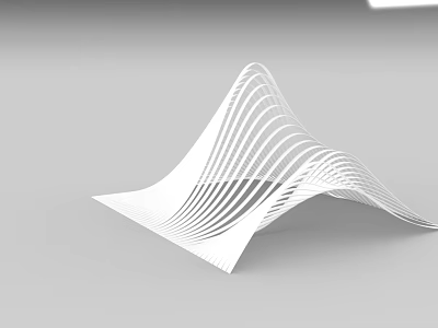 Modern Garden Landscape Design With Curved White Wavy Lines And Sculptural Structure 3d model