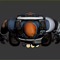 Male Game Movie Character With Red Hair Blue Tactical Outfit Shoulder Armor Backpack Gloves And Boots