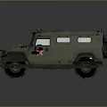 Military Green Armored Vehicle With Red Star Emblems And Off Road Wheels Design