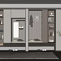 Modern Entryway Shoe Cabinet with Clothing Rack Mirror Decorative Shelves and Storage Space