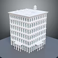 Classical White Multistory Urban Building Complex With Columns Tower And Windows 3d model