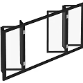 Modern Folding Glass Door With Black Metal Frame And Transparent Panels