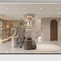 Modern Clothing Store Interior Design With Display Racks Mannequins Sofa And Lighting 3d model