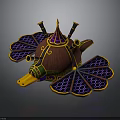 Steampunk Cosmic Spaceship With Ornate Spire Vibrant Color Accents And Wing Structures