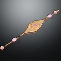 Elegant Gold Bracelet with Pink Gemstones and Decorative Pattern for Fashionable Accessory