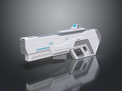 Futuristic Sci Fi Energy Weapon With White Blue Streamlined Design And Advanced Features 3d model