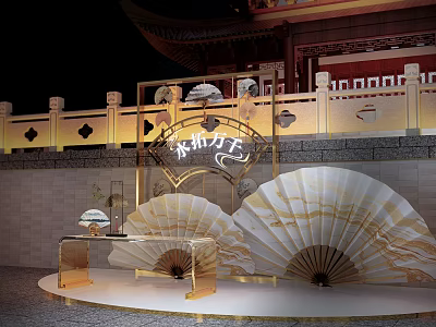 Temple Meichen Topo Printing Net Red Pin Fan Interactive Device 3d model