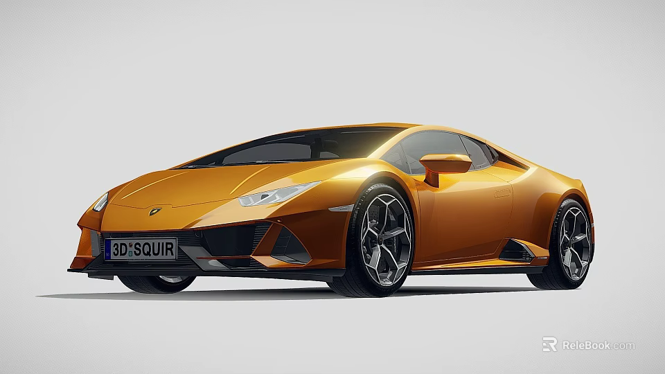 Orange Lamborghini Sports Car With Sleek Exterior Design And Black Alloy Wheels 3d model 