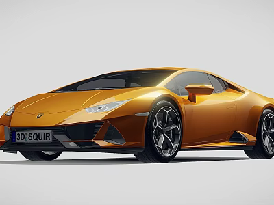 Orange Lamborghini Sports Car With Sleek Exterior Design And Black Alloy Wheels 3d model