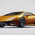 Orange Lamborghini Sports Car With Sleek Exterior Design And Black Alloy Wheels