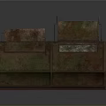 Rusty Metal Container With Two Open Lids And Rusted Red Green Surface Design