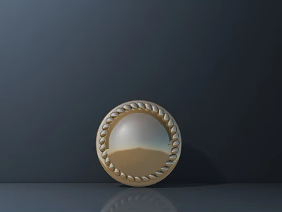 Circular Metal Hardware Accessory With Braided Edge Decoration Smooth Surface And Reflection On Dark Background 3d model