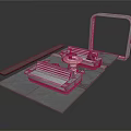 Gray Industrial Platform With Metal Frame Conveyor Belt And Control Panel