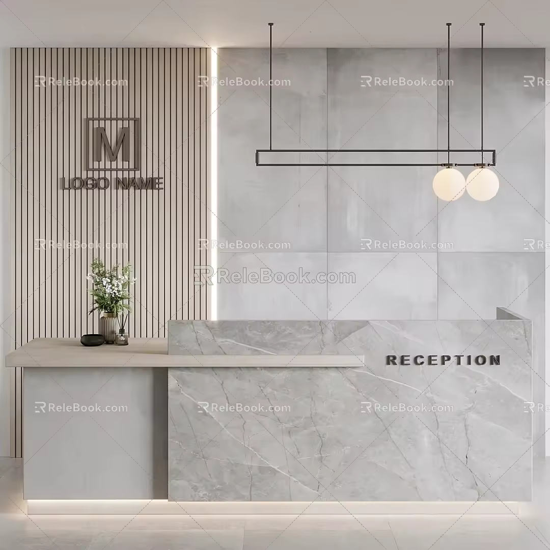 Modern Reception Desk Front Desk 3d model