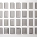 Grey Cabinet Doors Various Designs Arranged In Grid Display On White Background