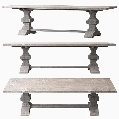 Rustic Wooden Dining Table With Decorative Carved Legs And Natural Wood Surface 3d model