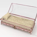 Pink Framed Decorative Daybed With Transparent Cover And Beige Cushion