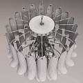 Elegant Transparent Glass Chandelier With Layered Petal Shaped Design For Modern Interior
