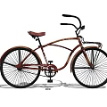 Vintage Brown Bicycle With Curved Frame Red Seat And Curved Handlebars