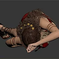 Female Belly Dancer In Red Costume With Jewelry And Dancing Pose