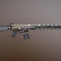 Black And Gold Tactical Rifle Featuring Long Rail Ergonomic Grip And Modern Stock Design