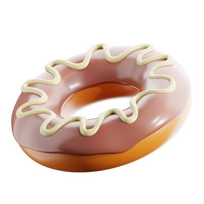 Classic Delicious Donut With Brown Frosting And White Spiral Icing Decoration 3d model
