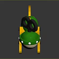 Cartoon Toy With Green Body Yellow Mouth Feet Black Key And Green Mushroom Decorations