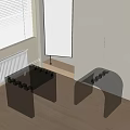 Green Glass Square Stool And Transparent Acrylic Stool With Black Legs In Modern Room Interior