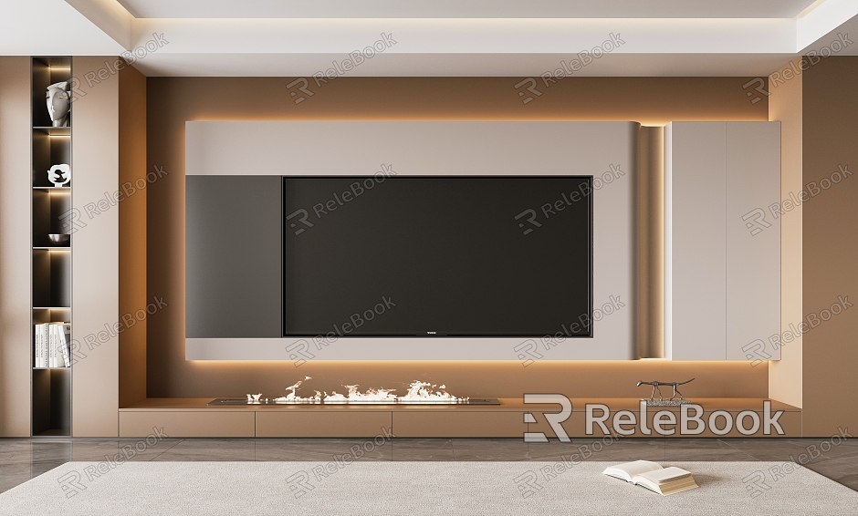 Light Luxury TV Background Wall Living Room Display Cabinet model