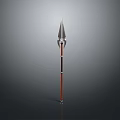 Trident Weapon With Metal Head Wooden Shaft And Bottom Metal Decoration