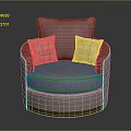 Cozy Single Sofa With Beige Upholstery Plaid Patterned Cushions And Brown Armrests For Living Room