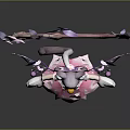 Cute Pink Game Movie Character With Cat Ears White Boots Cherry Blossom Branch And Petals