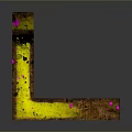 L Shaped Decorative Household Item With Yellow Brown Body Pink Black Spots On Reflective Surface