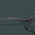 Spiked Back Dinosaur 3D Model Character Walking With Open Mouth Red Tongue And Striped Skin