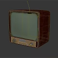 Vintage Television With Wooden Case Green Screen And Control Knobs 3d model