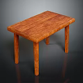 Simple Solid Brown Wooden Table Design With Rectangular Top And Four Legs