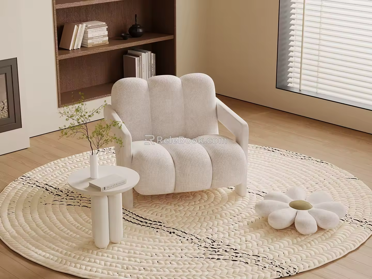 Cream wind single sofa 3d model