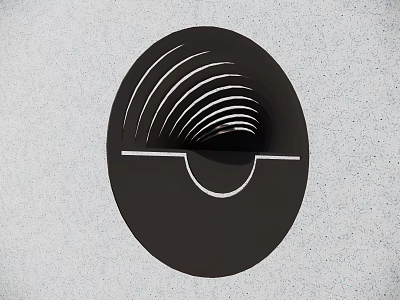 Modern Black Circular Wall Lamp With White Spiral Lines And Semicircular Design 3d model