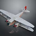 Weathered White Biplane Model Featuring Red Tail Propellers For Space Aviation Theme 3d model