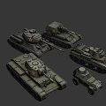 Military Green Tank 3D Models Collection With Different Types And Numbers 3d model