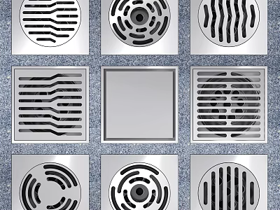Bathroom Accessories Stainless Steel Floor Drains With Various Decorative Patterns 3d model