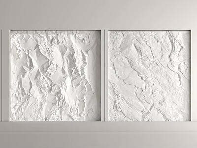 Light Colored Background Wall With Two Square Panels And Different Textures 3d model