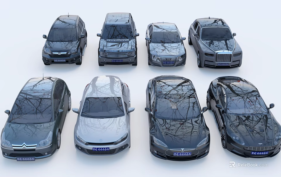 Various Car Models From Different Brands With Sleek Modern Exterior Designs 3d model