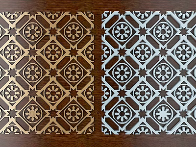 Intricate Carved Decorative Patterns With Geometric Floral Motifs In Dual Color Tones 3d model