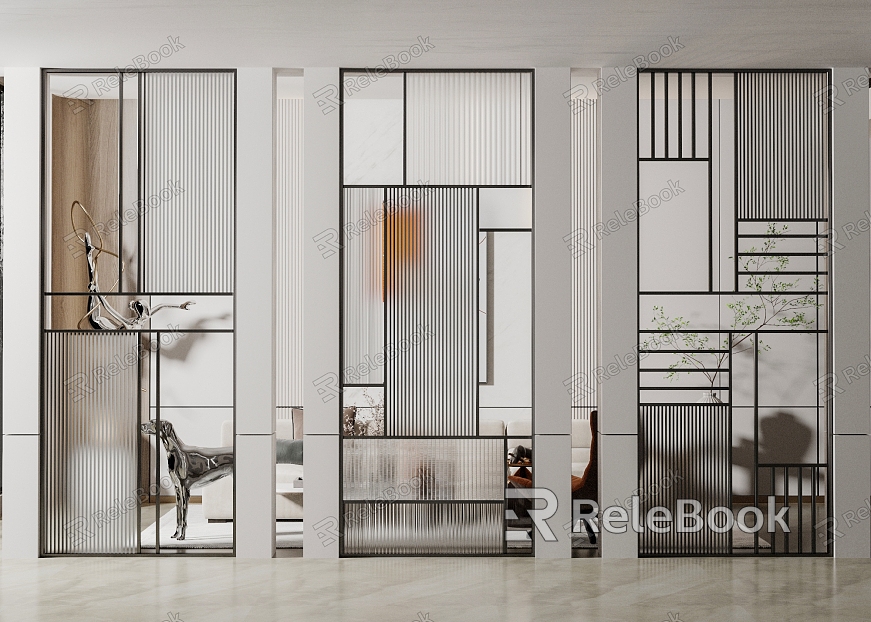 Modern partition glass screen partition combination model