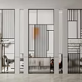 Modern partition glass screen partition combination 3d model