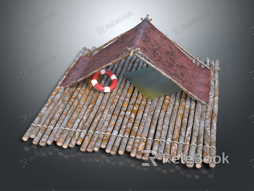 Modern bamboo raft raft model