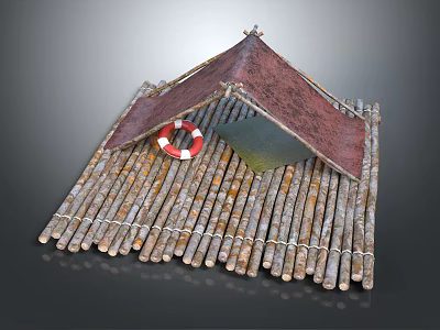 Modern bamboo raft 3d model