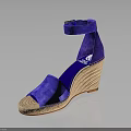 Purple Suede Wedge Sandals With Ankle Strap And Wooden Sole Design